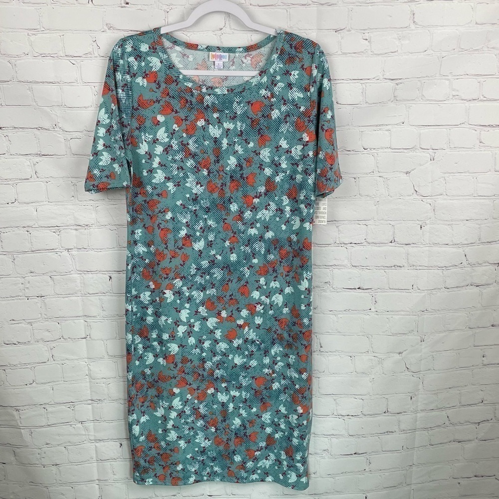 LuLaRoe Women's NWT Julia Dress Aqua Floral Print Size Large